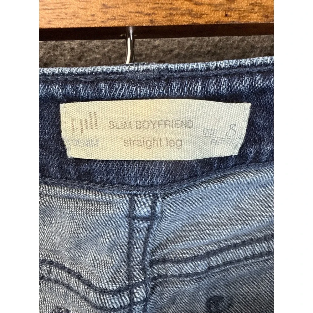 J. Jill Slim Boyfriend Jeans Women 8 Petite Blue Straight Leg Stretch Denim